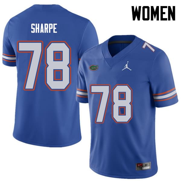 Women's NCAA Florida Gators David Sharpe #78 Stitched Authentic Jordan Brand Royal College Football Jersey SWF2565ML